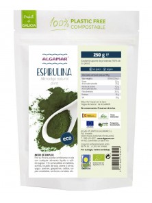 ESPIRULINA EN POLVO 250GR BIO - ALGAMAR - 8437002393564