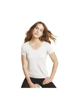 BOODY-BAMBU WOMEN V-NECK T-SHIRT (CAMISETA MANGA CORTA CUELLO V) TALLA S GRIS CLARO - BOODY - 9351383002794