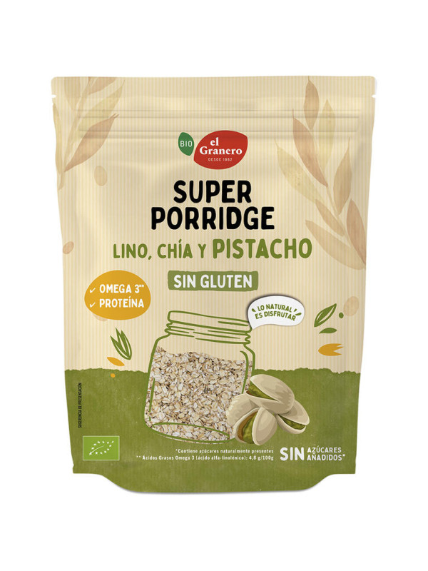 SUPERPORRIDGE SIN GLUTEN PISTACHO 350GR BIO