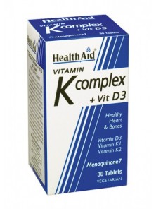 VITAMINA K COMPLEX CON VITAMINA D3 30 TABLETAS - HEALTH AID - 5019781012435