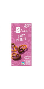 SALTY PRETZEL CHOCOLATE VEGANO CON TROZOS DE PRETZEL FAIRTRADE 80GR BIO - ICHOC - 4044889004878