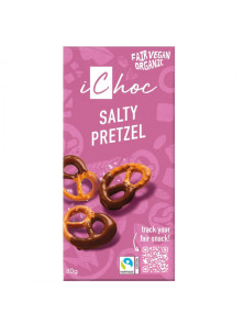 SALTY PRETZEL CHOCOLATE VEGANO CON TROZOS DE PRETZEL FAIRTRADE 80GR BIO - ICHOC