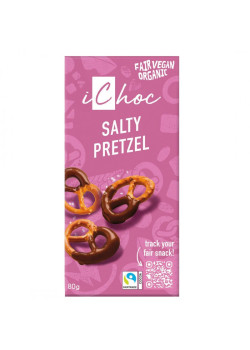 SALTY PRETZEL CHOCOLATE VEGANO CON TROZOS DE PRETZEL FAIRTRADE 80GR BIO - ICHOC