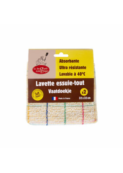 PAÑOS DE LIMPIEZA 100% FIBRAS RECICLADAS 32 X 32 CM 2 UDS - LA DROGUERIE ECOLOGIQUE - 3760138836465