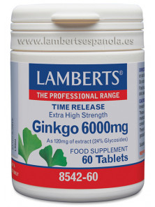 GINKGO BILOBA 6000MG 60 CAPSULAS - LAMBERTS - 5055148412999