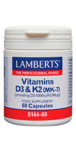 VITAMINA D3 2000UI + K2 90 CAPSULAS - LAMBERTS - 5055148413804