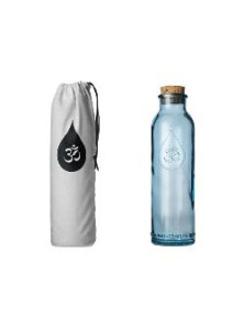 BOTELLA DE VIDRIO RECICLADO MINI 500 ML. TAPON CORCHO - OM WATER GRATITUDE - 8437017918066