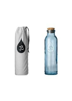BOTELLA DE VIDRIO RECICLADO MINI 500 ML. TAPON CORCHO - OM WATER GRATITUDE - 8437017918066