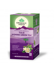 TULSI JAZMINE GREEN TEA 25 BOLSITAS - ORGANIC INDIA - 801541507740