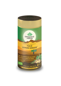 TULSI LEMON GINGER TIN 100GR BIO - ORGANIC INDIA - 801541505951