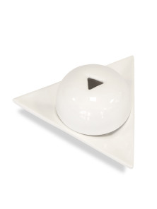 QUEMADOR PAPEL ARMENIA INCIENSO DE CERÁMICA BLANCO TRIANGULAR CON TAPA 14 CM - PAPEL D ARMENIE PARIS - 3292030020142
