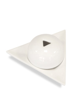 QUEMADOR PAPEL ARMENIA INCIENSO DE CERÁMICA BLANCO TRIANGULAR CON TAPA 14 CM - PAPEL D ARMENIE PARIS - 3292030020142