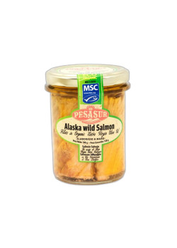 LOMOS DE SALMON SALVAJE MSC TARRO CRISTAL 195 GR - PESASUR - 8411317300363