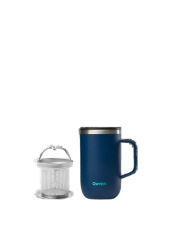 TAZA ISOTERMICA CON FILTRO TAPA Y ASA AZUL 470ML - QWETCH - 3700735937523