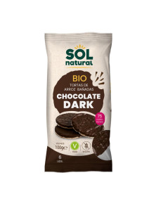 TORTITAS DE ARROZ CHOCOLATE DARK SIN GLUTEN 100GR BIO - SOL NATURAL - 8435037840596