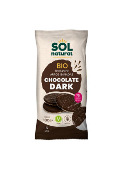 TORTITAS DE ARROZ CHOCOLATE DARK SIN GLUTEN 100GR BIO - SOL NATURAL - 8435037840596