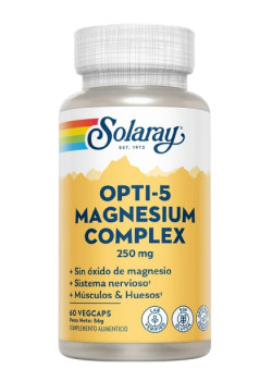 COMPLEX MAGNESIUM OPTI-5 - 60 VEGCAPS - SOLARAY - 076280186321