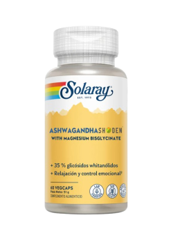 SHODEN ASHWAGANDA & BIGLICINATO MAGNESIO  60 VEGCAPS - SOLARAY - 076280615579