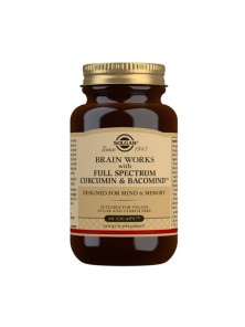 BRAIN WORKS CON FULL SPECTRUM CÚRCUMA Y BACOMIND 60 CAPSULAS VEGETALES - SOLGAR - 033984006416