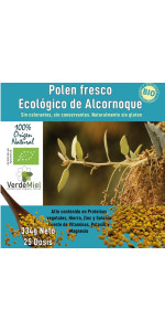 POLEN FRESCO ECOLÓGICO DE ABEJA  ALCORNOQUE 334GR - VERDEMIEL ANDALUSIAN ORGANIC HONEY - 8437016762059