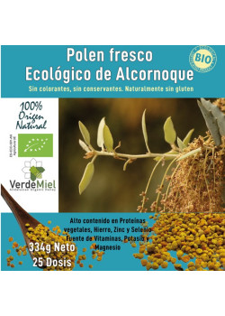 POLEN FRESCO ECOLÓGICO DE ABEJA  ALCORNOQUE 334GR - VERDEMIEL ANDALUSIAN ORGANIC HONEY - 8437016762059
