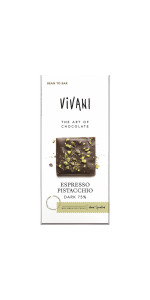 CHOCOLATE NEGRO 75% CON CAFE Y PISTACHO 80GR BIO - VIVANI - 4044889005158