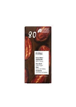 CHOCOLATE NEGRO 80% ENDULZADO CON DÁTIL 80GR BIO - VIVANI - 4044889005455