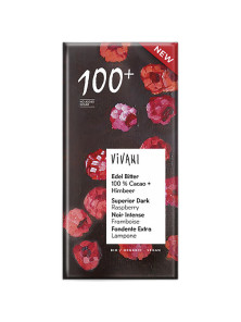 CHOCOLATE NEGRO SUPERIOR 100% CON FRAMBUESA 80 GR BIO - VIVANI - 4044889005479
