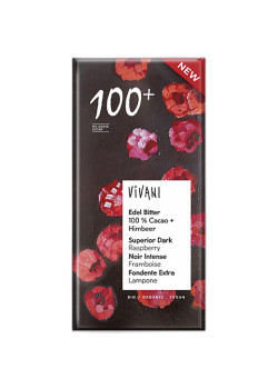 CHOCOLATE NEGRO SUPERIOR 100% CON FRAMBUESA 80 GR BIO - VIVANI - 4044889005479